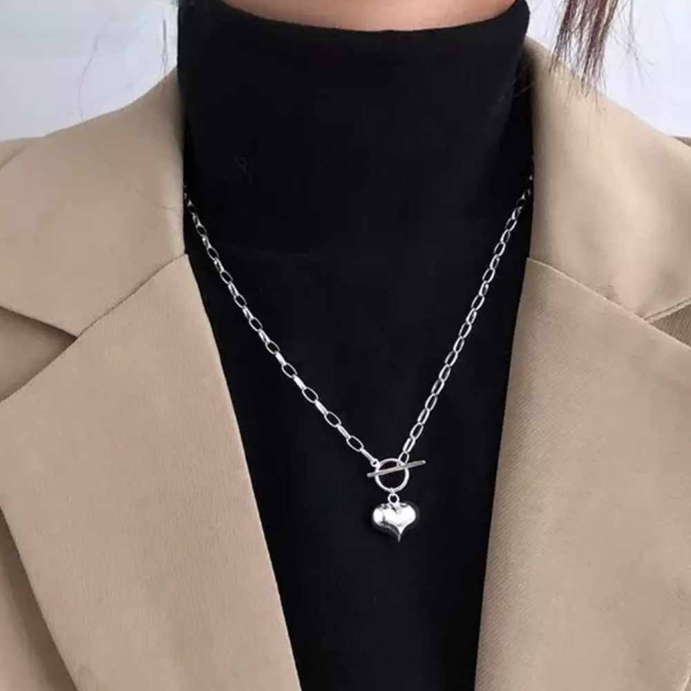 NEW 20” 925 STERLING SILVER HEART LINK CHAIN NECKLACE